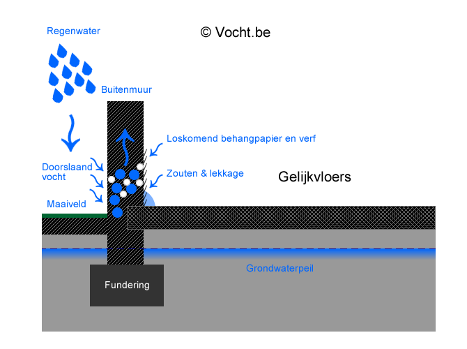 Doorslaand vocht buitenmuur